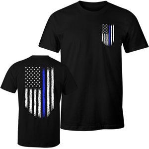 Thin Blue Line Shirt American Flag T-Shirt Apparel